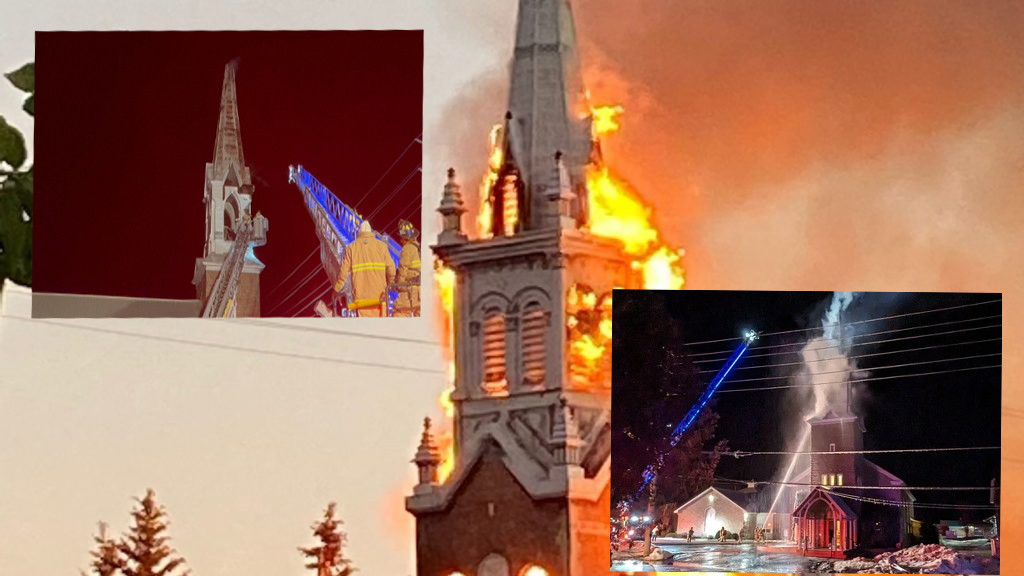 ليست الأولي .. حريق هائل يلتهم كنيسة في أوتاوا .. و”تفحم” أجزاء كبيرة منها .. وأرقام صادمة لعدد حوادث حرائق الكنائس في كندا .. ومصدر : الحرائق “متعمدة”