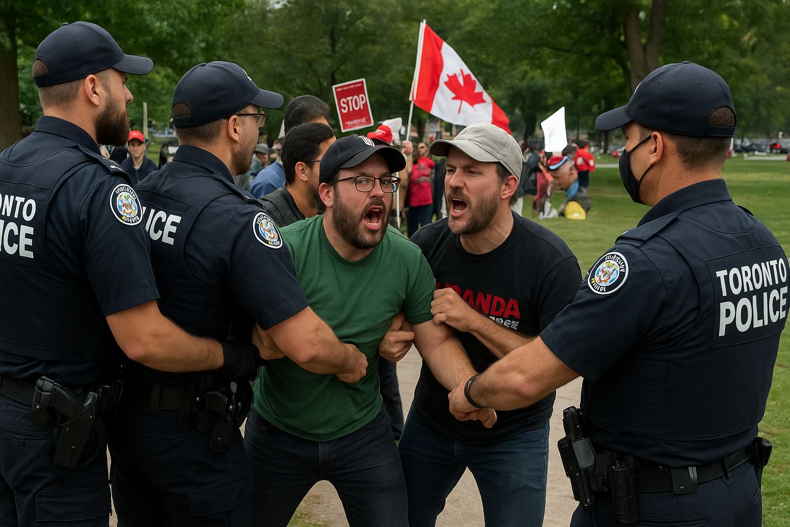 إعتقالات في تورونتو خلال إحتجاجات متعارضة حول الهجرة في “كريستي بيتس بارك”